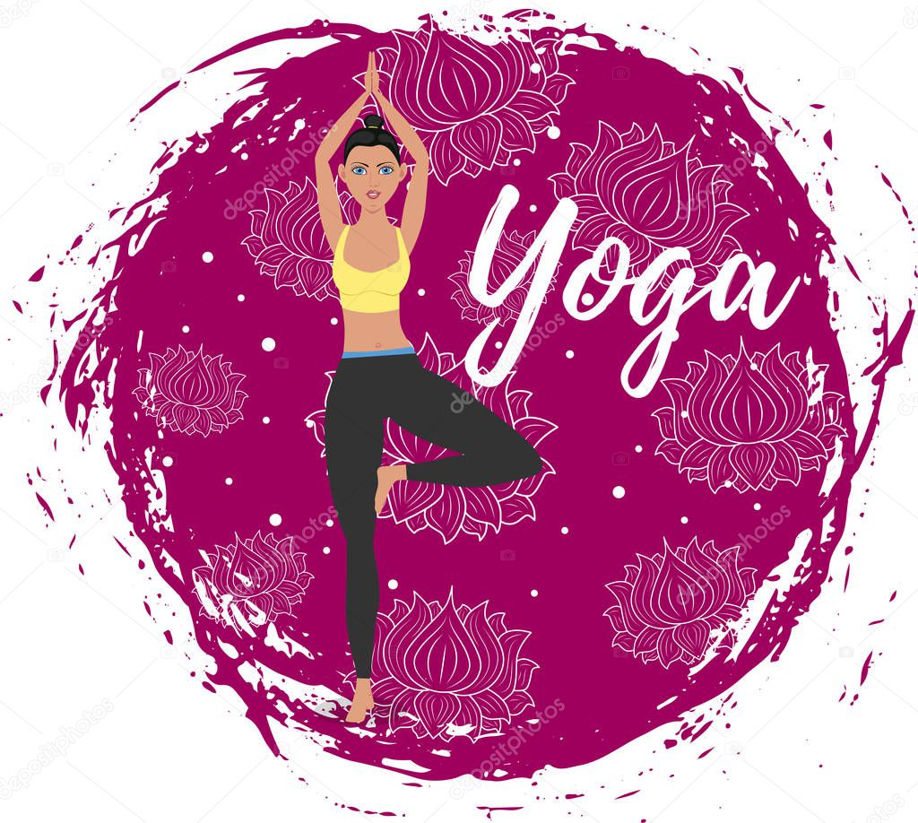 Yoga training vector illustration in flat style