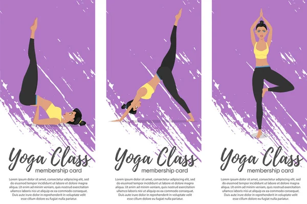 Yoga class vertical flyers in flat style — 스톡 벡터