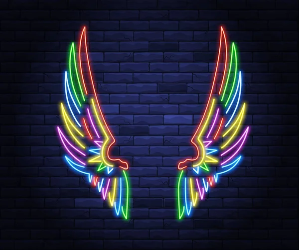 Renkli ışıklı neon melek kanatları