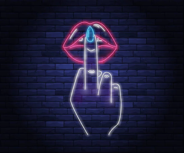 Female pink lips neon vector illustration. Stock Vector