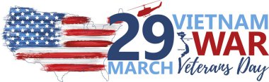 Ulusal Vietnam Savaş Gazileri Günü 29 Mart 'ı Usa bayrağında kutladı. Ulusal Vatansever Kutlama Kartı. Anma Günü, vektör illüstrasyonunu tebrik ederim. Vietnam Savaşı 'nın yıldönümü.
