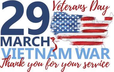 Ulusal Vietnam Savaş Gazileri Günü 29 Mart 'ı Usa bayrağında kutladı. Hizmetlerin için teşekkür ederim. Anma Günü, vektör illüstrasyonunu tebrik ederim. Vietnam Savaşı 'nın yıldönümü.