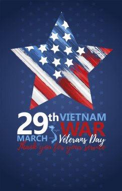 Ulusal Vietnam Savaş Gazileri Günü 29 Mart 'ı Usa bayrağında kutladı. Hizmetlerin için teşekkür ederim. Anma Günü, vektör illüstrasyonunu tebrik ederim. Vietnam Savaşı 'nın yıldönümü.