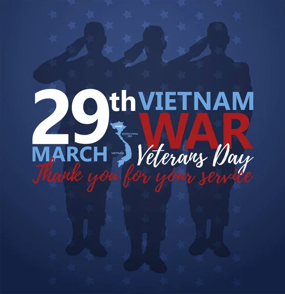Ulusal Vietnam Savaş Gazileri Günü 29 Mart 'ı Usa bayrağında kutladı. Hizmetlerin için teşekkür ederim. Anma Günü, vektör illüstrasyonunu tebrik ederim. Vietnam Savaşı 'nın yıldönümü.