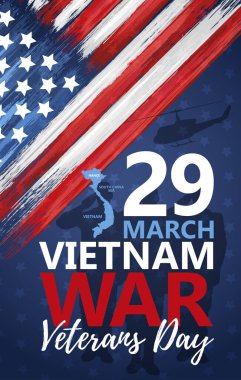 Ulusal Vietnam Savaş Gazileri Günü 29 Mart 'ı Usa bayrağında kutladı. Ulusal Vatansever Kutlama Kartı. Anma Günü, vektör illüstrasyonunu tebrik ederim. Vietnam Savaşı 'nın yıldönümü.