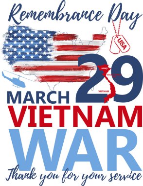 Ulusal Vietnam Savaş Gazileri Günü 29 Mart 'ı Usa bayrağında kutladı. Hizmetlerin için teşekkür ederim. Anma Günü, vektör illüstrasyonunu tebrik ederim. Vietnam Savaşı 'nın yıldönümü.