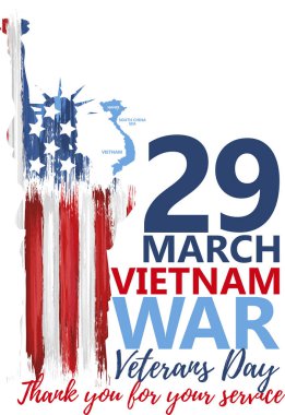 Ulusal Vietnam Savaş Gazileri Günü 29 Mart 'ı Usa bayrağında kutladı. Hizmetlerin için teşekkür ederim. Anma Günü, vektör illüstrasyonunu tebrik ederim. Vietnam Savaşı 'nın yıldönümü.