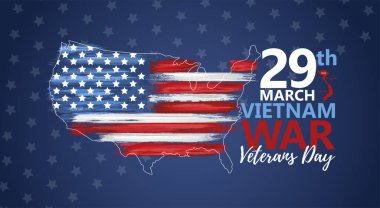 Ulusal Vietnam Savaş Gazileri Günü 29 Mart 'ı Usa bayrağında kutladı. Ulusal Vatansever Kutlama Kartı. Anma Günü, vektör illüstrasyonunu tebrik ederim. Vietnam Savaşı 'nın yıldönümü.