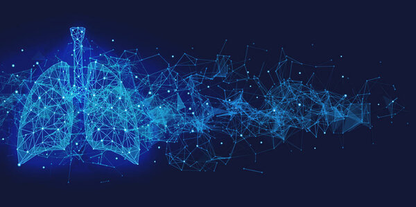 Футуристическая медицинская концепция с красными легкими человека
