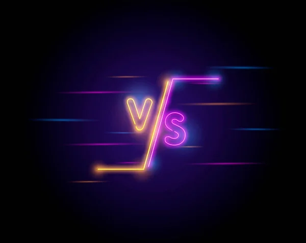 Illuminated Neon Screen Design Battle Headline Confrontation Comparison Template Light — Stock Vector