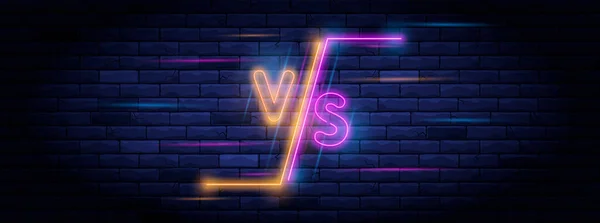 Verlichte Neon Schermontwerp Strijdkop Confrontatie Vergelijking Sjabloon Licht Elektrisch Spandoek — Stockfoto