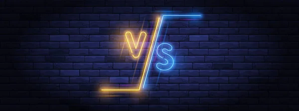 Illuminated Neon Screen Design Battle Headline Confrontation Comparison Template Light — Stock Photo, Image