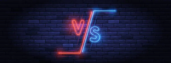 Illuminated Neon Screen Design Battle Headline Confrontation Comparison Template Light — Stock Photo, Image