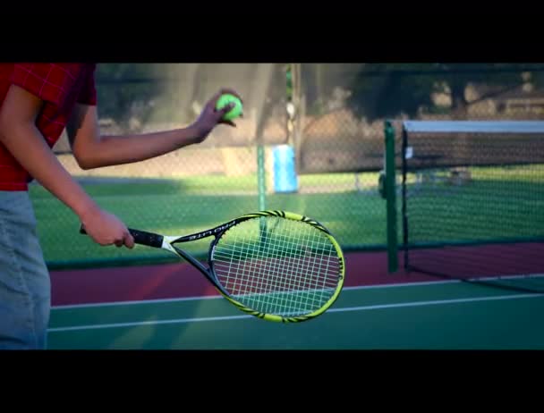 Práctica Pelota Tenis Listo Para Jugar Tenis — Vídeos de Stock