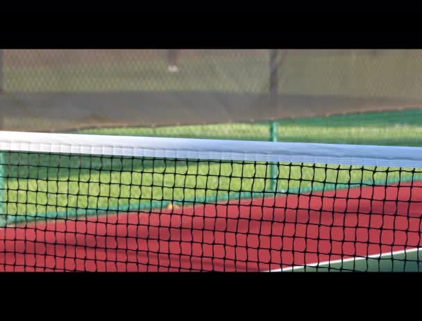 Tennis Ball Colpito Rete Durante Gioco Del Tennis — Video Stock