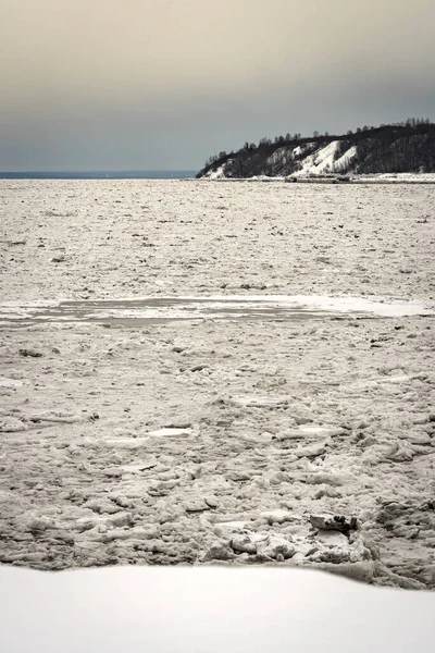 Paesaggio Invernale Con Banchi Ghiaccio Sulle Acque Knik Arm Nel — Foto Stock