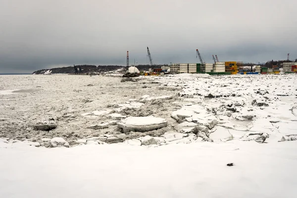 Velké Kusy Ledu Ztrácí Tání Kry Vedle Port Anchorage Malý — Stock fotografie