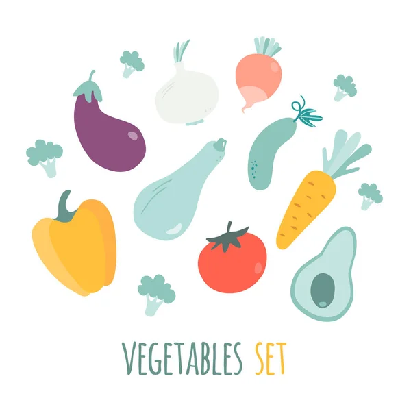 Набір овочів з текстом — стоковий вектор