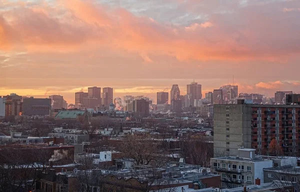 Plateau Distriktet Montreal Från Våningen Ser Mot Dimmig Morgon Town — Stockfoto