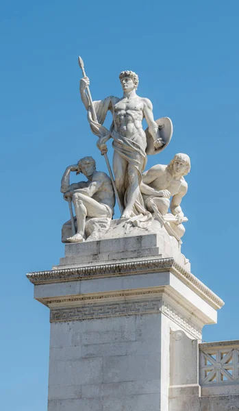 Sculpture Force Victor Emmanuel National Monument Rome Man Spear Shield — Stock Photo, Image