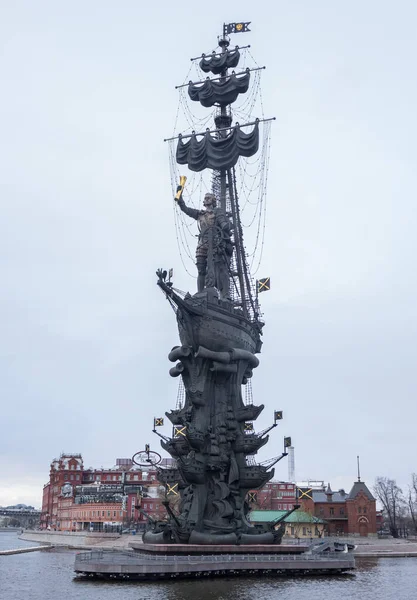 Moscú Rusia Septiembre 2016 Enorme Monumento Pedro Magno Disparo Altura — Foto de Stock