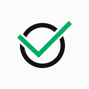 Tamam vektör simgesi. Düz eko sembolü. İşaret simgesi tasarımını kontrol et. Doğrulandı. Seçim senin. Bildiriyorum. Tasarım için vektör konsepti çizimi.