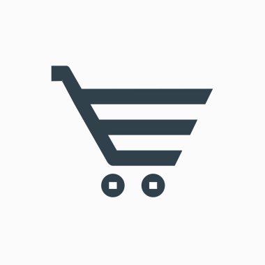 Alışveriş sepeti. Elektronik ticaret. Bir çevrimiçi mağazanın tasviri. Pazar yeri. Vektör simgesi.