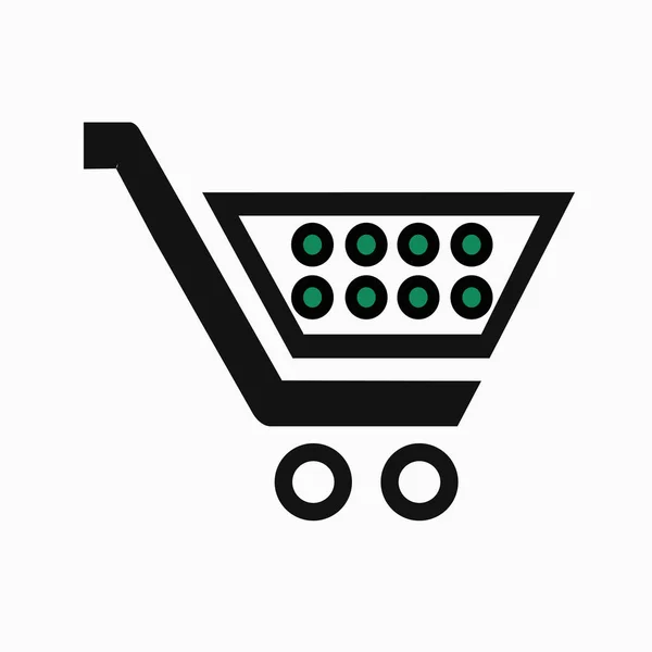 Cesto Compras Comércio Electrónico Ilustração Uma Loja Online Mercado Ícone —  Vetores de Stock