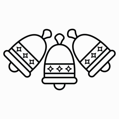 Noel çanı. Noel süsü. Yılbaşı tatili illüstrasyonu. Noel oyuncağı. Uygulama ve bilgi grafiği için izole edilmiş minimal düz doğrusal simge. Web siteleri ve mobil minimal düz tasarım için ticari satır vektör simgesi.