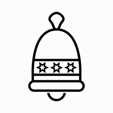 Noel çanı. Noel süsü. Yılbaşı tatili illüstrasyonu. Noel oyuncağı. Uygulama ve bilgi grafiği için izole edilmiş minimal düz doğrusal simge. Web siteleri ve mobil minimal düz tasarım için ticari satır vektör simgesi.