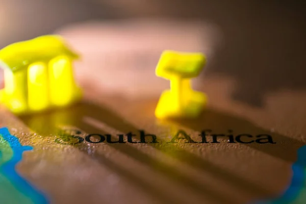 Пустельна Глибина Поля Фокусується Географічній Карті Країни Південної Африки Континенту — стокове фото