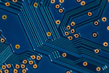 Bilgisayar elektronik panelinin, bölümünün ve konnektörünün Makro görüntüsü 