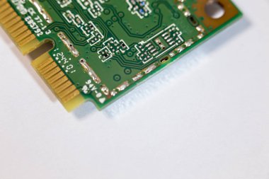 Bilgisayar elektronik panelinin, bölümünün ve konnektörünün Makro görüntüsü 