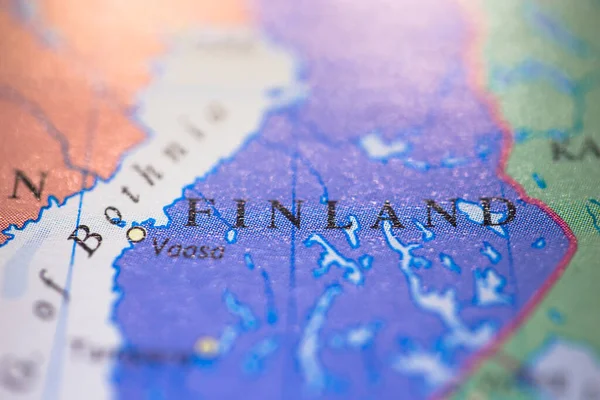 Ondiepe Scherptediepte Geografische Kaart Locatie Van Land Finland Europa Continent — Stockfoto