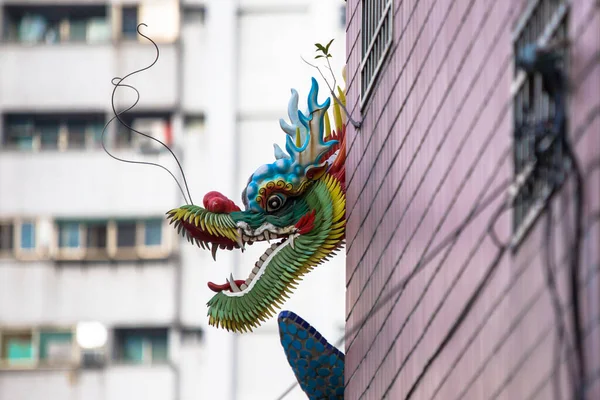 Dragons Animaux Mythiques Comme Décoration Communément Vue Sur Toit Des — Photo