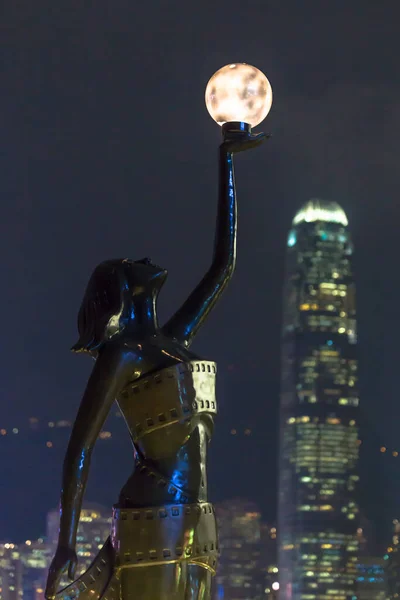 Hong Kong Eiland Stad Nachtzicht Gezien Vanuit Kowloon Kant Van — Stockfoto