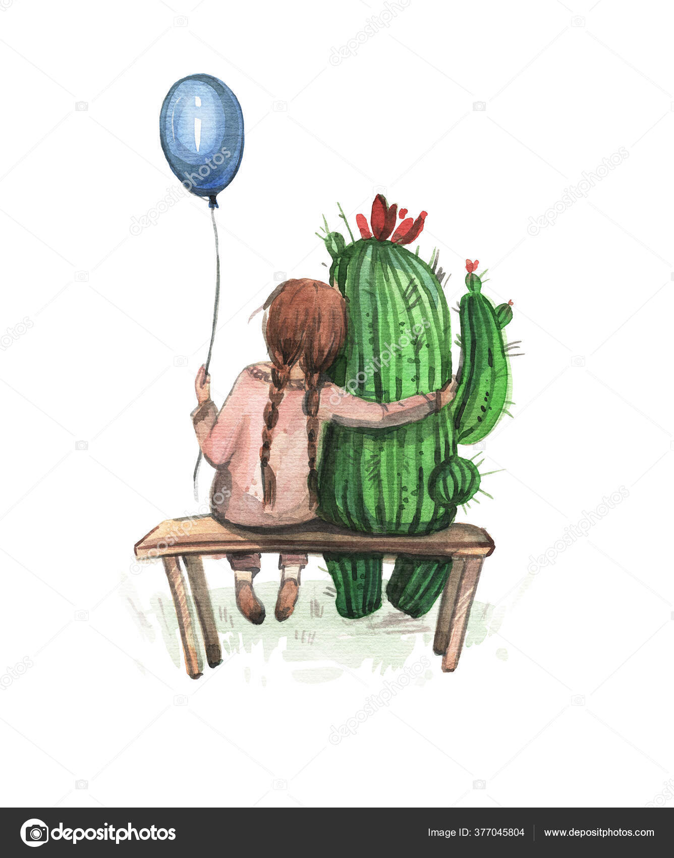 Cactus Balloon Hug Hugs Freetoedit - Desenho Cacto E Balao, HD Png