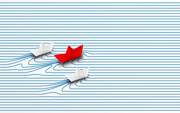 Leadership Entreprise Concept Financier Bateau Papier Rouge Leadership Objectif Succès — Image vectorielle