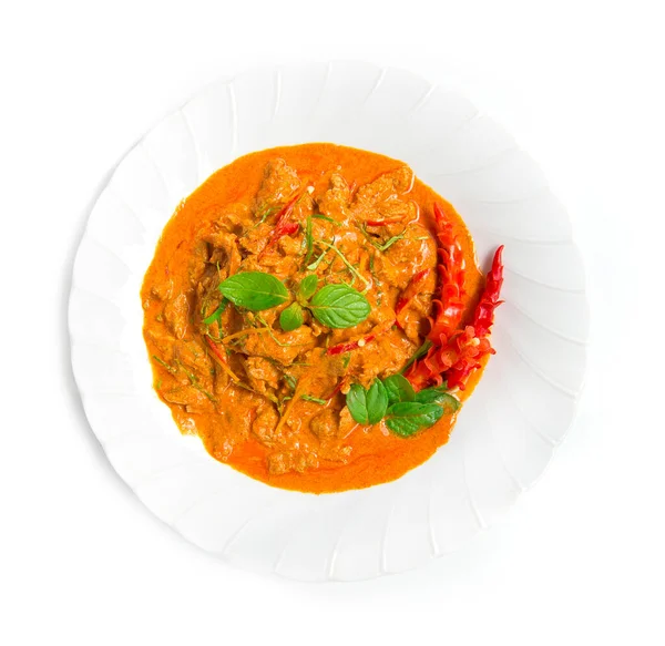 Cerdo Curry Rojo Seco Con Leche Coco Panang Estilo Curry — Foto de Stock