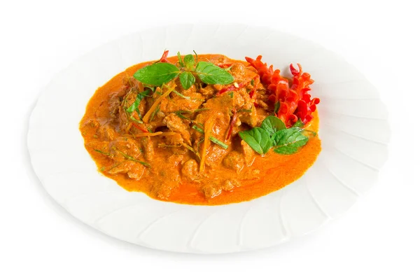 Carne Maiale Curry Rosso Essiccato Con Latte Cocco Panang Thaifood — Foto Stock