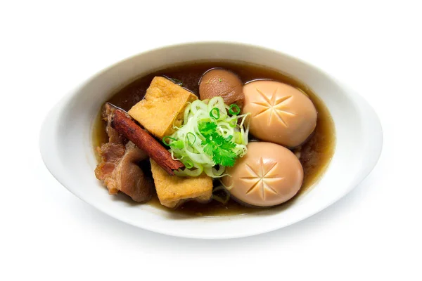 Stewed Ägg Och Fläsk Söt Brun Sås Thailändsk Mat Och — Stockfoto