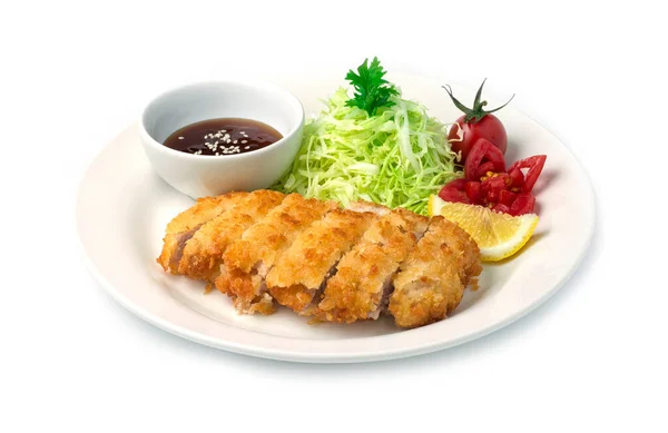 Tonkatsu Tonkatsu Soslu Kızarmış Domuz Eti Japon Yemeği Füzyon Stili — Stok fotoğraf
