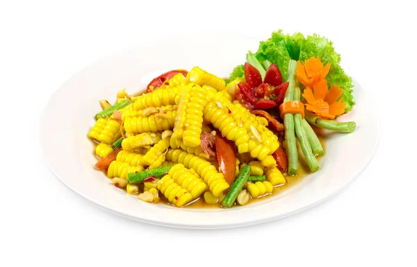 Ensalada Maíz Estilo Tailandés Picante Comida Saludable Cocina Tailandesa Popular — Foto de Stock