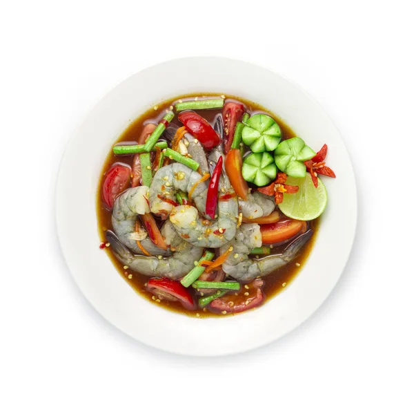 Camarones Ensalada Picante Salsa Pescado Escabeche Comida Tailandesa Aperitivo Estilo — Foto de Stock