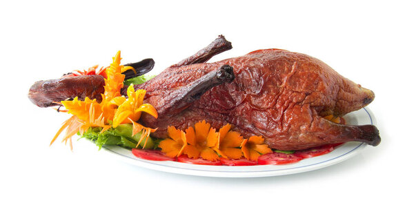 Жареная утка слияния пищи китайский стиль украсить резными овощами лучший топ-10 популярных китайцев и Таиланда вид спереди
