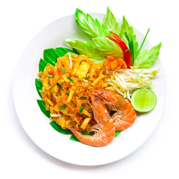 Thaifood Agitar Macarrão Arroz Frito Com Camarão Pad Thai Goong — Fotografia de Stock