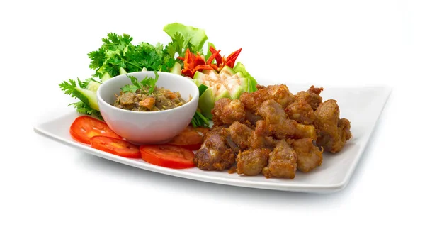 Sült Sertésborda Chili Paszta Pácolt Hal Thai Food Fúziós Stílus — Stock Fotó