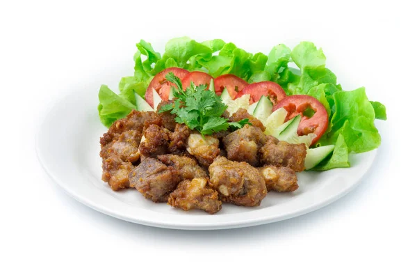 Fried Pork Spare Rib Thai Food Fusion Style Decorate Vegetables — Stock Photo, Image