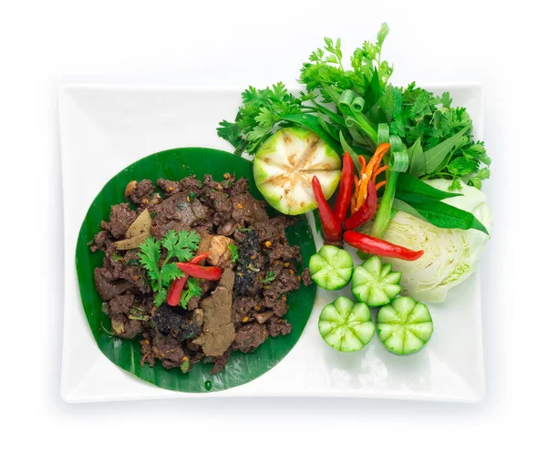 Würzige Hackfleisch Salat Mit Zutat Gekocht Würzige Kräuter Thai Essen — Stockfoto