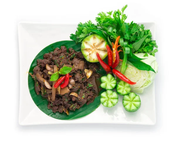 Würzige Hackfleisch Salat Gekochte Zutat Würzige Kräuter Thai Essen Beliebt — Stockfoto